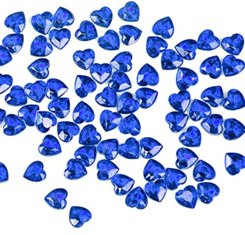 200 Herzen Deko Dimonds Blaues Diamantene Hochzeit Deko Streudeko aus Acryl Herz-Strass Glitzer-Herz-Dekor für Weihnachten, Hochzeit, Valentinstag und Vasenfüller (blau)