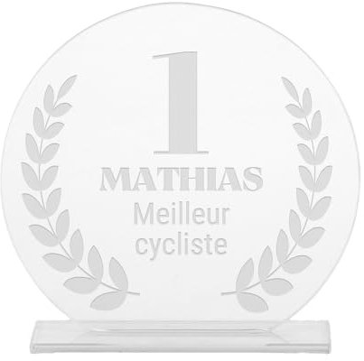 CADEAUX.COM - Trophée Personnalisée Cadeau - Trophée Diplome Reussite Examen Personnalisable en Verre Rond 14 cm - Cadeau Diplome Homme Femme