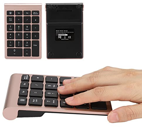 Plyisty Pavé Numérique sans Fil, pavé Numérique USB ou 2.4G, Clavier Numérique de comptabilité Financière alimenté par Batterie, 22 Touches (Or Rose)