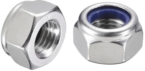 sourcing map 5Pcs M12 x 1.5 Nylon Insert Hex Lock Nuts, 304 Stainless Steel Self-Locking Nylon Insert Stop Nut for Industrial Construction Fasteners, Silver&Blue