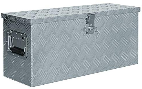 ZEYUAN Aluminiumkiste, Staubox, Anhänger Kiste, Aluminiumbox, Koffer Box, werkzeugkasten, 76,5×26,5×33 cm Silbern