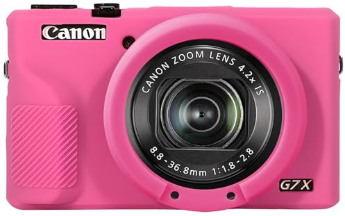 Elonbo Camera Case, Soft Silicone Protective Case for Canon PowerShot G7X Mark III Digital Camera, Removable Lens Cover, Rose Red