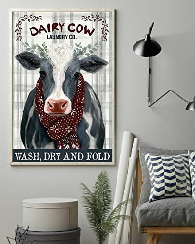 Cartel De Chapa Decoración Pared Muestra Placa Vintage Metal Cartel Para Pub Garaje Tienda 20X30Cm Lavandería De Vacas Lecheras