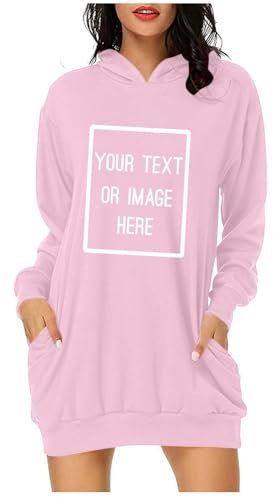 Pink Oversized Hoodie Women Customised T Shirt Long Sleeve Tops Personalised Hoodies Long Tunic Tops Design Your Own Hoodie Casual Sweatshirt Hooded Jumpers Baggy Sweatshirt Clearace