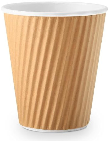 Eco Planet Disposables - 12 oz Triple Walled Squat Compostable Ripple Paper Cups (Pack of 25) Perfect for hot or Cold Takeaway Drinks - Fully compostable