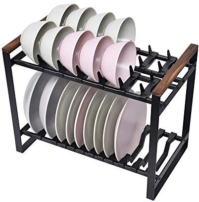 ASumPio 2-Stufiges Edelstahl-Spülbecken-Ablageregal Mit Abtropfschale, 42 X 27 X 41 cm, Silbernes Abtropfgestell Über Der Spüle Für Teller, Tassen, Gläser Und Besteck Über Der Sp,