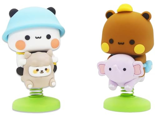 LGWJHCY Bubu & Dudu Panda Wobble Figurine – 2 Pack, Mini Cake Topper & Dessert Table Ornament, Car Dashboard Decor, Office Desk Accent for Adults