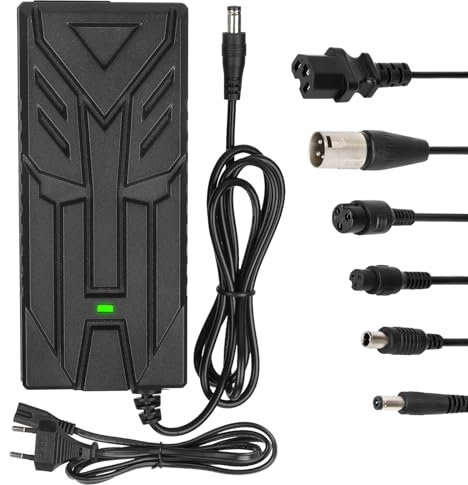 HPGAAVD 42V 2A Caricatore Monopattino Elettrico,Caricatore Hoverboard,36V Universale Carricatore batterie litio con 6 Connettori,Carica rapido per Hoverboard, Bici Equilibrata, Drifting Board,E-Bike