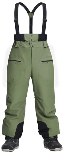 Pioneer Camp Pantaloni da sci da uomo, impermeabili, 15000 mm, con spalline regolabili e ventilazione, da snowboard, da uomo, per neve profonda, traspiranti, 7000 g/m², antivento, robusti