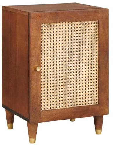 vidaXL Bathroom Cabinet with Shelf with Door Brown 38 x 33.5 x 58 cm, A Compact Mango Wood Storage Cabinet for Bathroom, Elegant Rectangular Shelf and Indoor Furniture Solutions, Home Decor