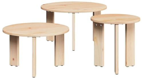 vidaXL Couchtisch für das Wohnzimmer - Rustikaler Holz-Look, rund, dekorativ, aus Kiefer, niedrig