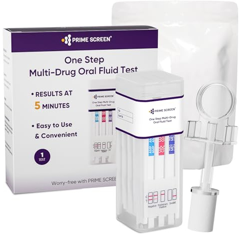 Prime Screen Speichel Drogentest, Drogenschnelltest auf Cannabis, Kokain, Amphetamine, Opiate, Oxycodon, Phencyclidin, Methamphetamin, 1 Pack