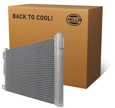 HELLA 8FC 366 220-581 Kondensator, Klimaanlage - Kühlrohre parallel | Aluminium - mit Dichtungen - mit Trockner