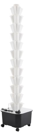 MooBeey 60Löcher 12 Tier Hydroponisches Anbausystem Hydroponics Vertical Growing Kit, Garden Hydroponic Growing System mit 4 Universalrädern, Vertikaler Hydroponik-Turm für Obst und Gemüse (Weiß)