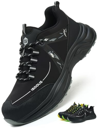 ISOOUS Arbeitsschuhe Herren Damen Sicherheitsschuhe Leicht rutschfest Stahlkappenschuhe Atmungsaktiv Bequem Schutzschuhe