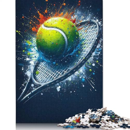 Jigsaw Puzzle for Adults Tennis Ball And Racket Splash 1000 Pieces Jigsaw Puzzle Paper Puzzle Suitable for Adults And 18 And Up Family Puzzle Game 38x26cm/1000pcs