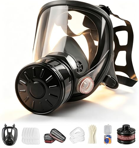 Maschera antigas di sopravvivenza in nucleare e chimica, con filtro ai carboni attivi da 40 mm, in tessuto, maschera per respiratori organici, inorganici, gas acidi, ammoniaca (RM80)