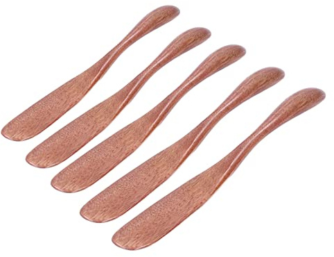 Cocoarm Ensemble de Couteaux à Beurre en Bois, 5 Pièces, épandeur de Fromage aux Cerises Chinoises, Manche épais de 16,5 X 2 Cm, Facile à Nettoyer pour le Pain, la Confiture, les Gâteaux au Miel, la
