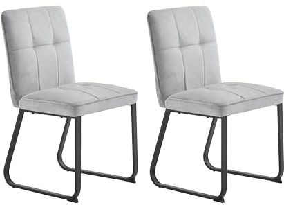 byLIVING Esszimmerstuhl 2er-Set TALEA, bis 120 kg, Webstoff in hellgrau | Metallgestell in schwarz pulverbeschichtet, Esszimmerstuhl, Wohnzimmerstuhl, B 48,5, H 88,5, T 59 cm