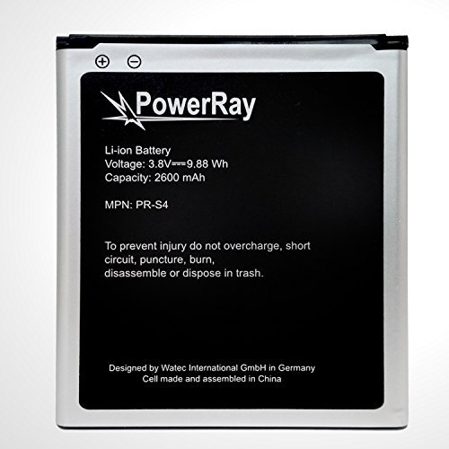 PowerRay Battery Ersatzakku Akku PR-S4 kompatibel mit Samsung Galaxy S4, 2600 mAh