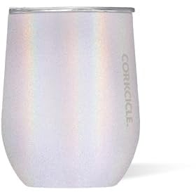 Corkcicle Stemless Glass, Stainless Steel, Triple Insulated (Sparkle Unicorn Magic, 12oz/355ml)