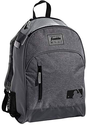 Franklin Sports MLB Batpack Bag - Youth Baseball, Softball und Teeball Tasche - Ausrüstungstasche für Sport - Tasche für Schläger (2) und inkl. Zaunhaken - Heather Grey, Grau, Modell: 23396C2