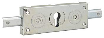 THIRARD - Boîtier de Serrure en Applique à Cylindre pour Rideau Métallique - 2 Points Latéraux - Axe 80 mm - 160X60 mm - Zingué - Coffre Acier Cambré - Mécanisme Pêne Dormant