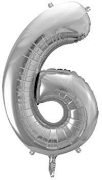 DaLoKu Luftballon Zahl 86cm XXL Folienballon Geburtstag Alter Silvester Dekoration Party, Farbe: Silber, Größe: 6