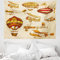 ABAKUHAUS Luftfahrt Wandteppich, Vintage Baloons Planes aus Weiches Mikrofaser Stoff Waschbar ohne Verblassen Digitaldruck, 150 x 110 cm, Sandbraun Senf