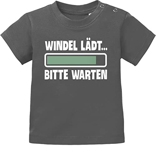 MoonWorks® Baby T-Shirt Kurzarm Babyshirt Windel lädt Bitte warten Spruch lustig Jungen Mädchen Shirt