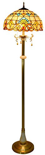 Blivuself Tiffany Antike Leseleuchten 16-Zoll Tiffany European Style Hochwertige Gelb Barock Lampen-reines Kupfer Vertikale Leselampe for Studien Wohnzimmer Schlafzimmer Raumdekoration