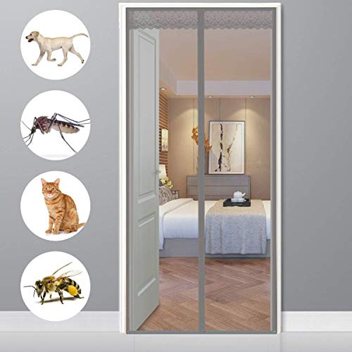 CHENG Tenda Magnetica zanzariera, Tenda zanzariera Porta Finestra 120x260cm, Easy to Install, L'aria può Circolare Liberamente Porta zanzariera per Porte Finestre Balcone, Grigio