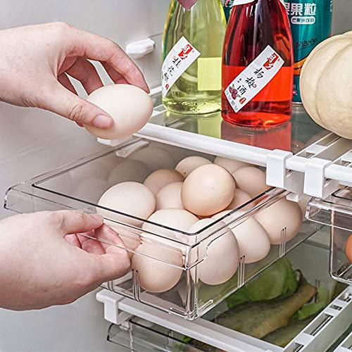 Refrigerator Organiser Drawer Clear Fridge Freezer with Pull Out Drawers Storage Box Fridge Box (8 Cells)