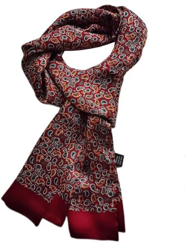 UK_Stone 100% Seide Paisley Blumen Halstuch Herren Schal (Paisley # 9 Weinrot)