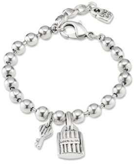 UNO de 50 Pulsera De Aleación De Metales Bañados En Plata De Ley. Charms De Candado Y Llave, Cierre Mosquetón