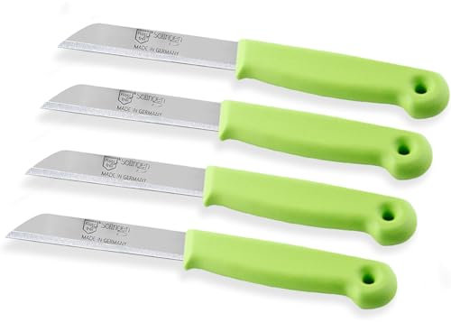 Universal Messer-Set aus Solingen Küchenmesser mit Extra Scharfer Schnittfläche für einen Präzisen Glatten Schnitt Edelstahl Rostfrei Schälmesser Obstmesser Gemüsemesser Grün (4, Lang)
