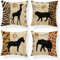OCEUMACO Leinen Kissenbezug 40x40 Afrika Tiere Kissenhülle 4er Set Quadratisch Sofakissen Dekokissen Bezug für Couch Elefant Zebra Kissen Kissenbezüge Outdoor Deko Couchkissen Zierkissen - Braun
