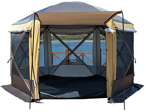 ADITAM Hexagon-Zelt, automatisches Zelt, winddichtes Outdoor-Campingzelt, 4-Jahreszeiten-Outdoor-Camping- und Jagdzelt, Familienkabinenzelte, einfacher Aufbau, Familienzelt für Camp (Doppeltür) Double