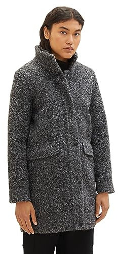 TOM TAILOR Denim Damen 1037586 Boucle Mantel mit Stehkragen, 10522-Shale Grey Melange, XS