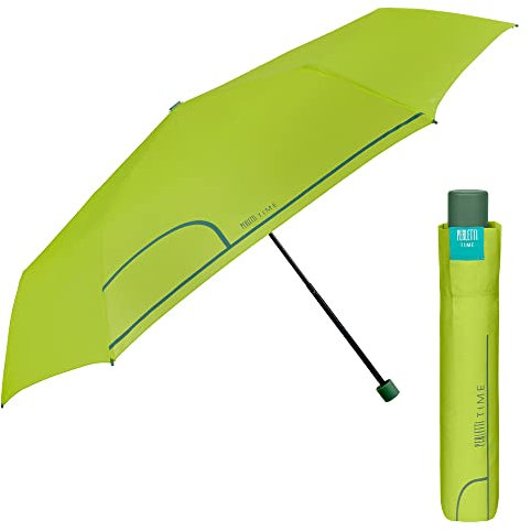 PERLETTI Paraguas Compacto Extra Slim para Mujer - Paraguas Plegable Mini Antiviento Apertura Manual - Paraguas Pequeño de Viaje Sombrilla de Lluvia Resistente - Diámetro 91 cm (Verde Brote)