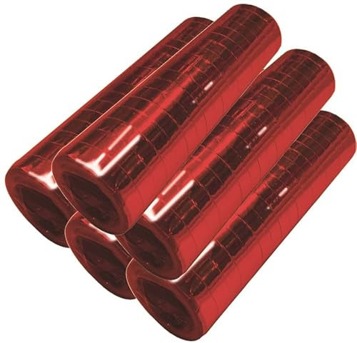 Luftschlangen Papier bunt Party Deko Geburtstag Hochzeit Set holografisch, Stück:5 Stück, Luftschlangen:Rot metallic