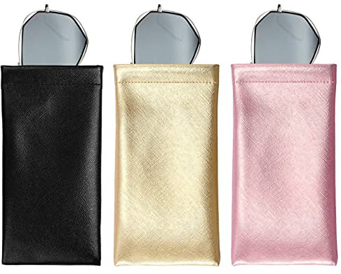 EQLEF Weiches Brillenetui, Leder Gläser Beutel Squeeze Gläser Beutel Anti-Kratzer Gläser Aufbewahrungstasche Tragbare Brillen Fall Reise Sonnenbrille Fall für Frauen Männer Kinder 3Pcs