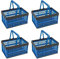 Novaliv Klappbox Blau 4er Set - 16L Faltkorb mit Henkeln - Vielseitiger Einkaufskorb - Praktische Aufbewahrungsbox