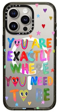 CASETiFY Impact Case for iPhone 15 Pro Max [4X Military Grade Drop Tested / 8.2ft Drop Protection/Compatible with Magsafe] - You are exactly - Clear Black