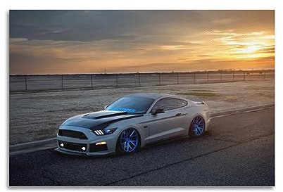YBHF Sportwagen-Poster für Ford Mustang GT Poster, Wandkunstdruck, Retro, ästhetische Raumdekoration, Bürodekoration, 30 x 45 cm, ungerahmter Stil