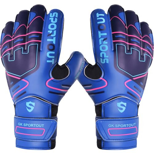 Sportout Guantes de portero para jóvenes y adultos, agarre fuerte para las salvaciones más duras, con espinas de los dedos para proporcionar una espléndida protección para evitar lesiones, 4 colores