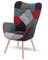 MEUBLE COSY Sessel Relaxsessel Lehnstühle Polstersessel Einzelsofa mit Holzbein Ohrensessel für Wohnzimmer Schlafzimmer Büro Vanity, Patchwork