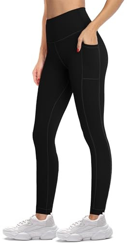 LYRIKER Sportleggins Damen Lang Blickdichte Leggings High Waist Sporthose Laufhose Gym Leggins Schwarz XXL