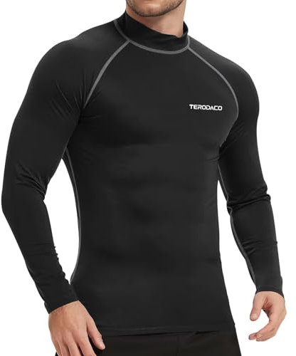 TERODACO Schwimmshirt Herren Langarm Schnelltrocknend Weich UV Shirt Herren Surfen Angeln Rashguard Kompressionsshirt,Atmungsaktiv Dehnbar Leichtgewichtig Schwarz Grau 226 L
