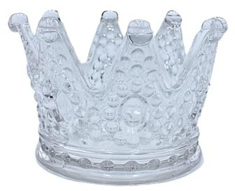 Dekohelden24 Teelichthalter in Form Einer Krone, aus Glas, transparent, Größe: H/Ø ca. 5 x 8 cm